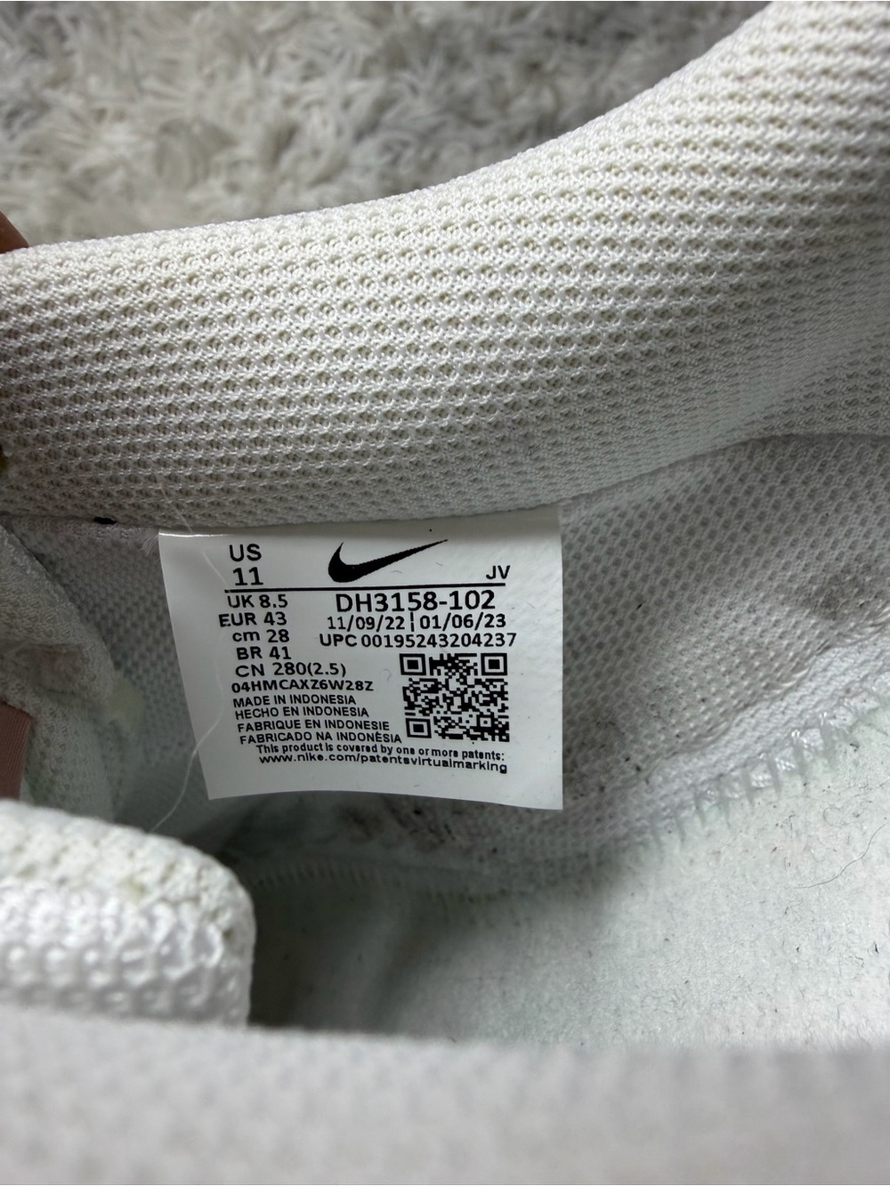 Nike Court Vision Low Top Sneakers White Pink Oxford Shows Women’s Size 11 - Picture 5 of 6